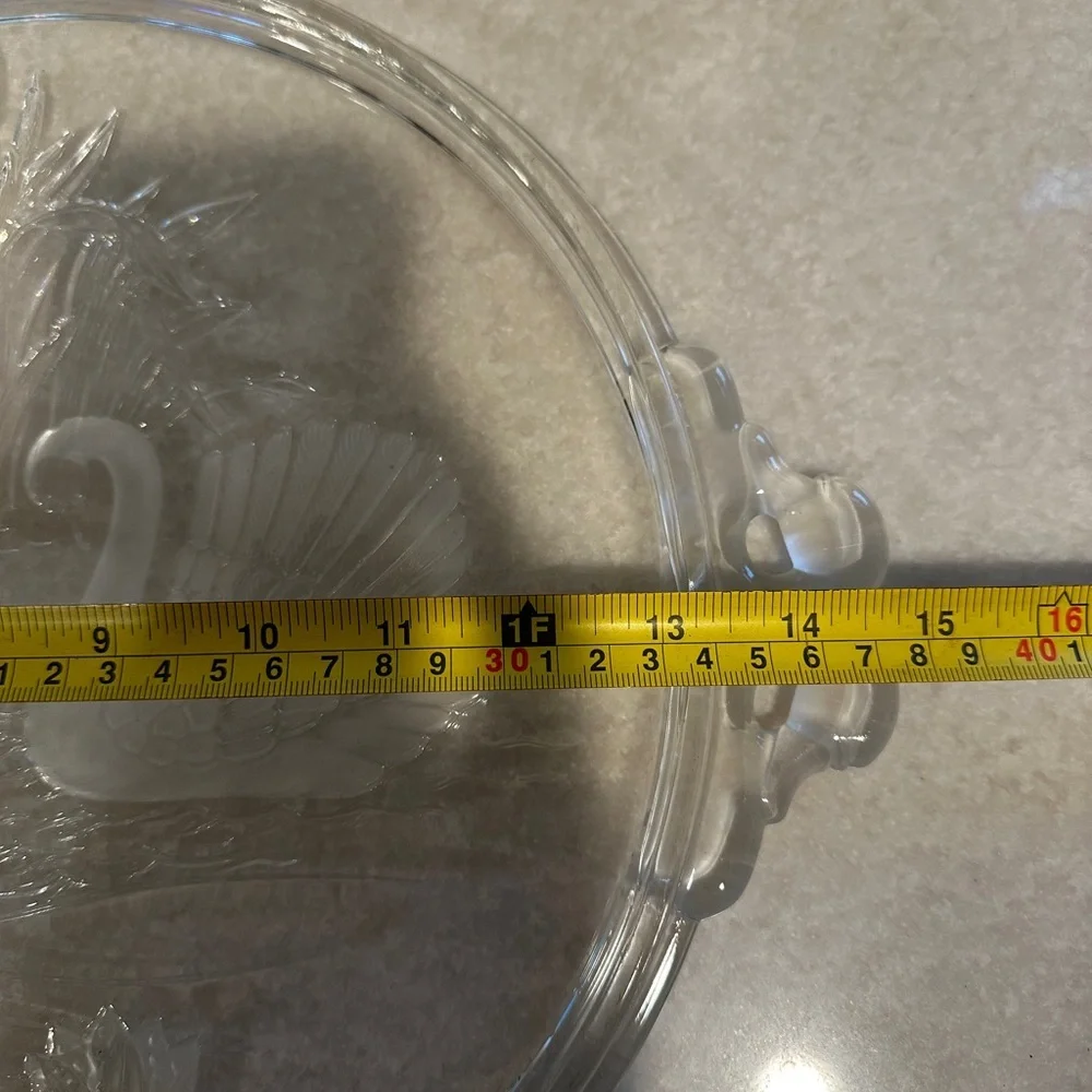Vintage Mikasa Walther swan crystal glass platter